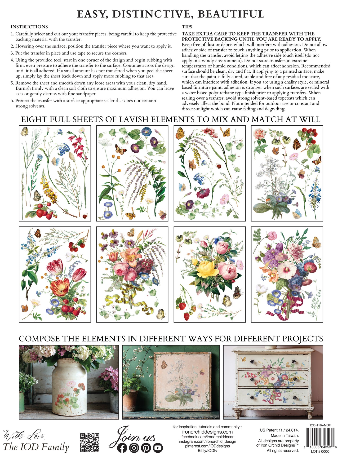Marché des Fleurs IOD Transfer 8, 12” x 16” pages